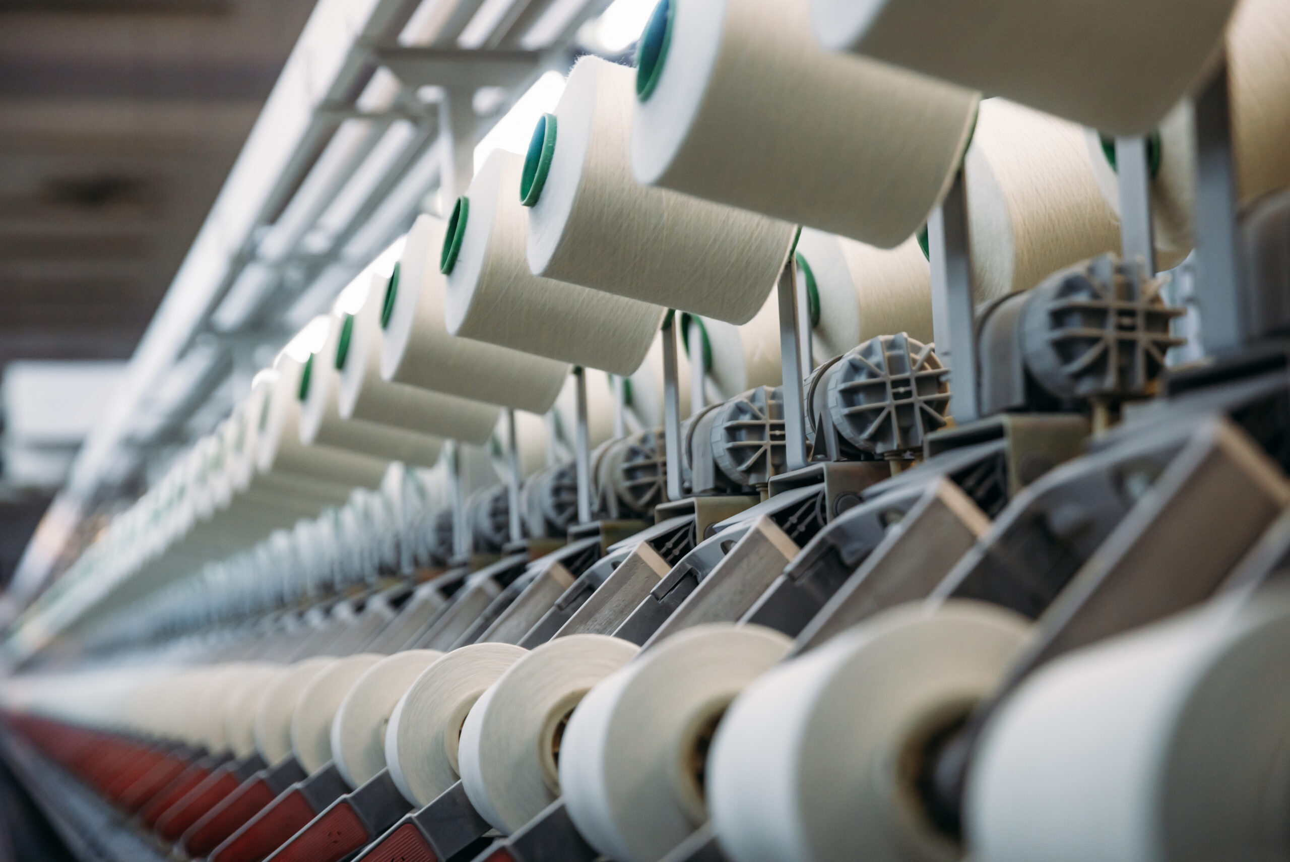 Cotton thread factory. Production line.
