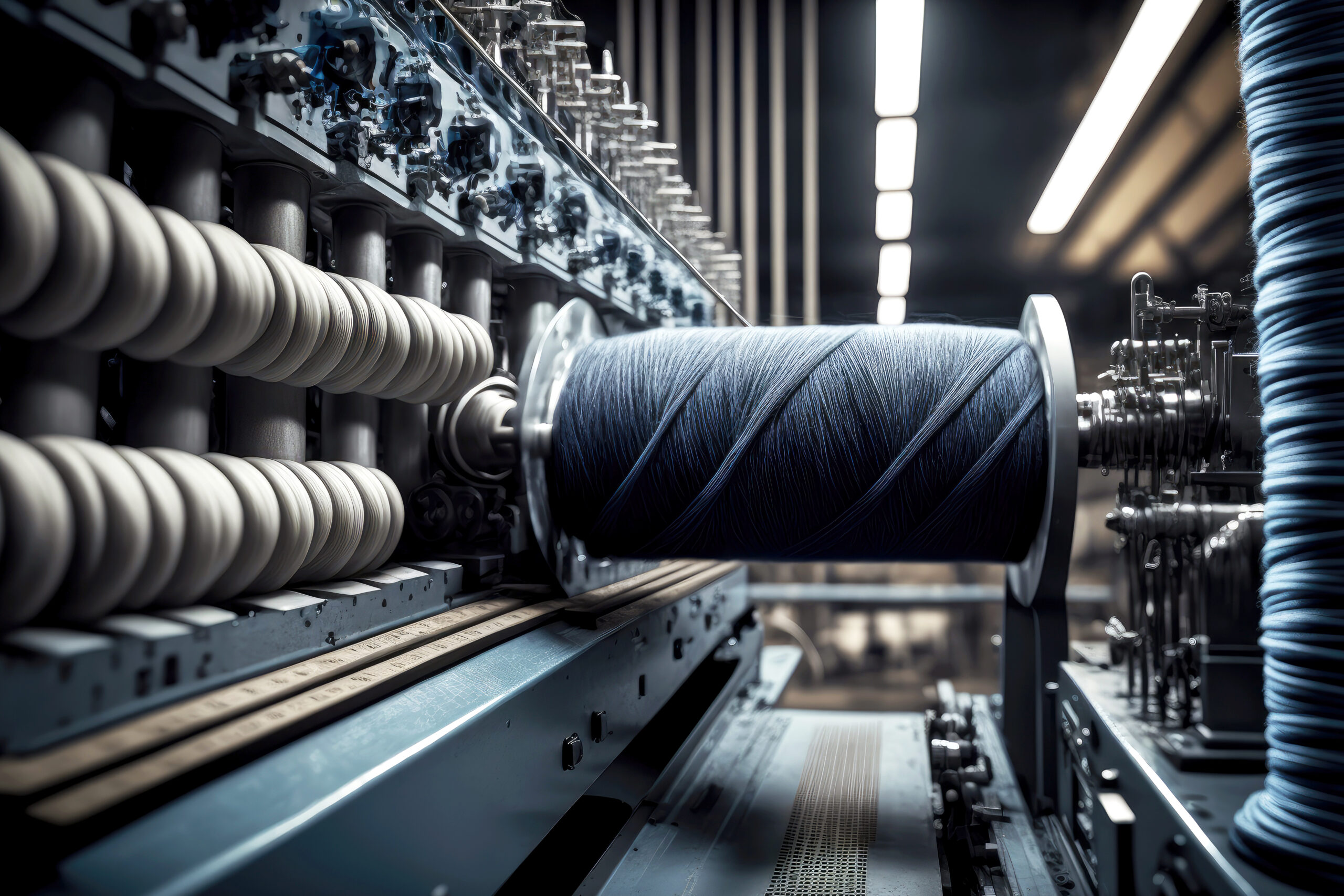 technological machines produce fabric fibers and threads textile industry
